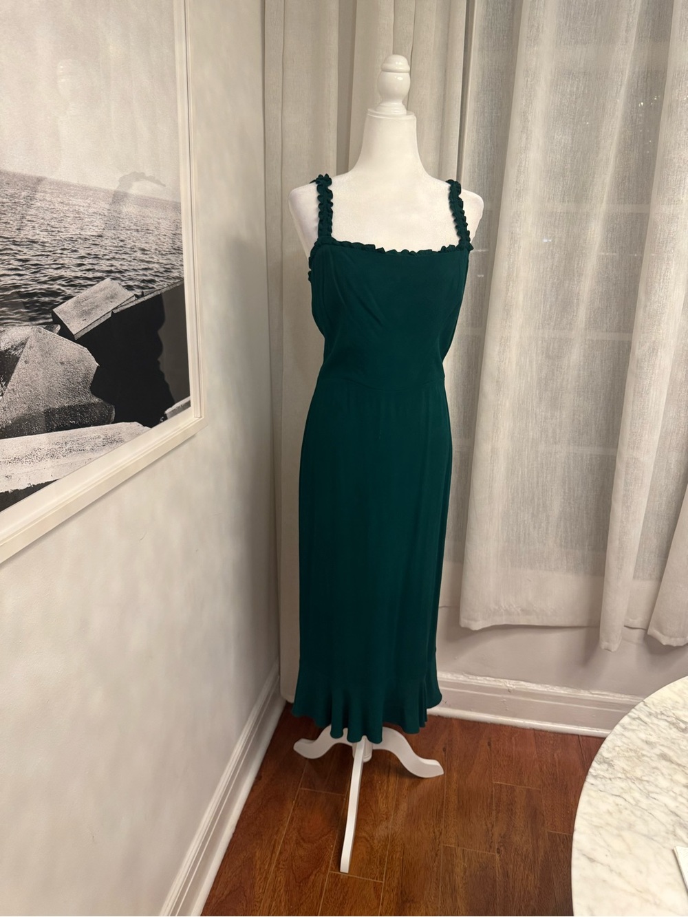 Reformation Emerald Green Flirty Bodice Midi Dress - Picture 2 of 10